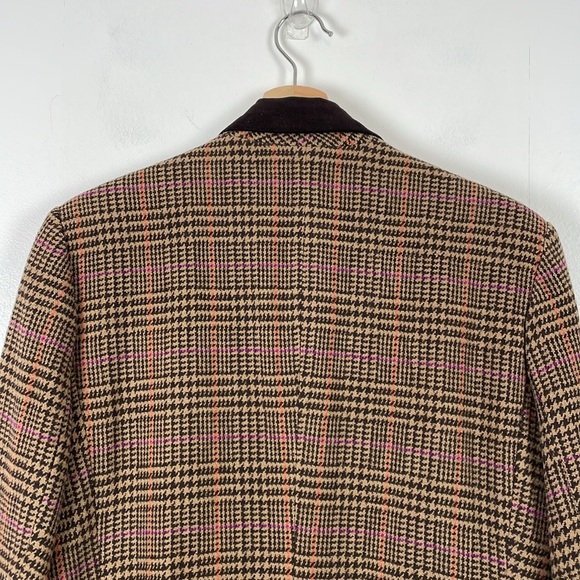 Chaps Wool Blend Womens 16 Riding Houndstooth Tweed 3 Pocket Button Down Blazer - Picture 7 of 9